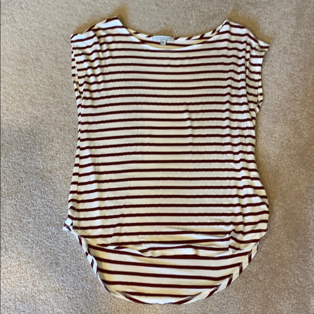 Green envelope maroon and cream shirt